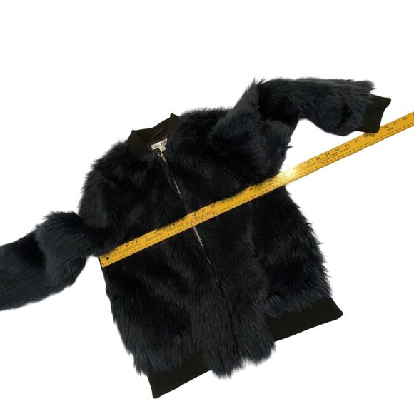 SAY WHAT? Faux Fur Jacket Coat Size Small Midnight Blue with Black Trim - Picture 11 of 14